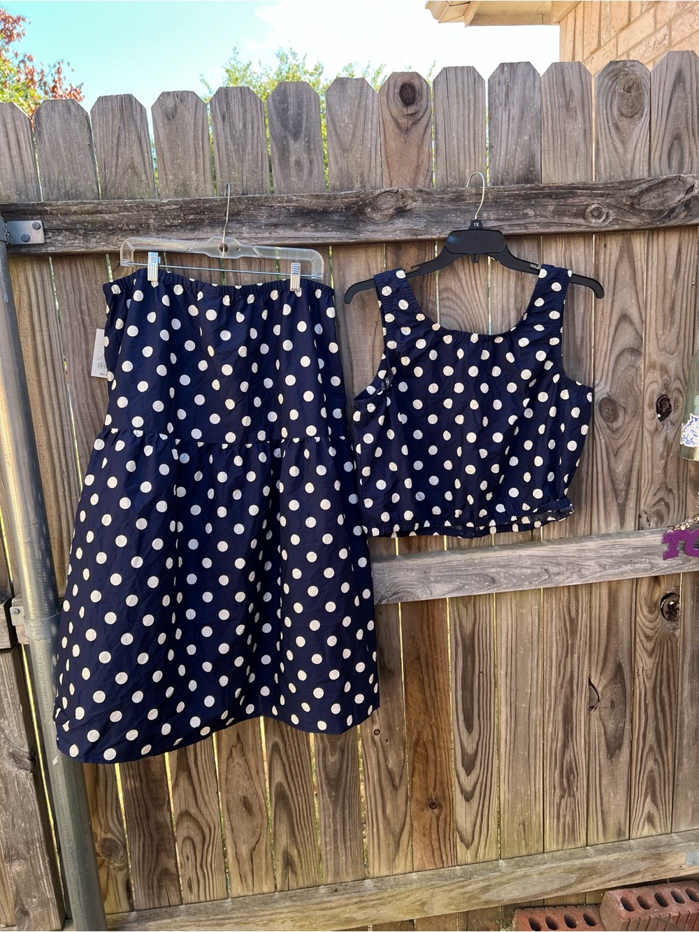 👗A New Day navy polka dot sleeveless top and skirt set - Picture 3 of 10